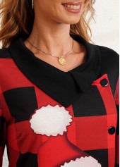 Christmas Print Decorative Button Long Sleeve T Shirt