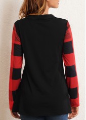 Christmas Print Decorative Button Long Sleeve T Shirt