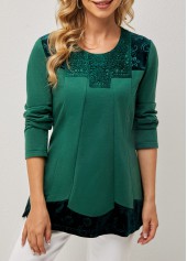 Lace Patchwork Round Neck Regular Sleeve T Shirt