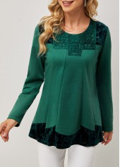 Lace Patchwork Round Neck Regular Sleeve T Shirt
