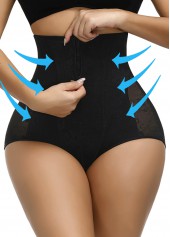 High Waisted Zipper Detail Black Panties