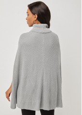 Solid Turtleneck 3/4 Sleeve Sweater Cape