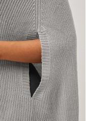 Solid Turtleneck 3/4 Sleeve Sweater Cape