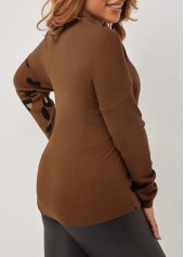 Brown Tie Front V Neck Leopard Sweater