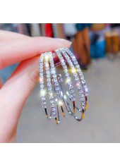 Silver Rhinestone Design C Shape Earrings