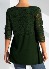 Cross Strap Lace Patchwork Long Sleeve T Shirt