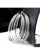 Circle Shape Frosting Design Silver Earring Set