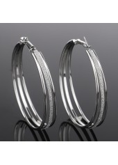 Circle Shape Frosting Design Silver Earring Set
