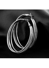 Circle Shape Frosting Design Silver Earring Set