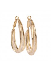 1 Pair Circular Shape Gold Metal Detail Earrings