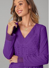 Lace Stitching Purple Long Sleeve T Shirt