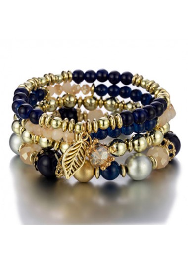 Rosewe Stylish Leaf Detail Navy Blue Bracelet Set for Women - One Size