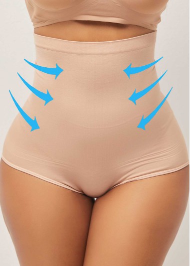 Rosewe Womens Body Shaper Shapewear Waist Trainer Light Khaki High Waist Skinny Panties - XL