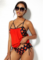 Polka Dot Tie Orange Tankini Set
