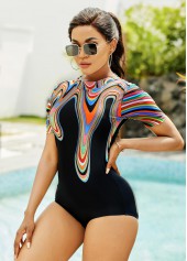 Printed Short Sleeve Round Neck Rash Guard Sets