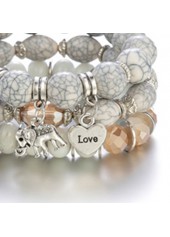 Acrylic Detail Layered Elephant Design Bracelet Set