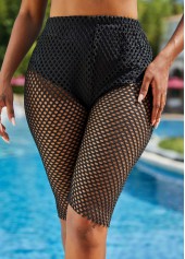 Hole High Waisted Black Swim Shorts