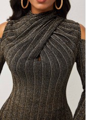 Cold Shoulder Long Sleeve Striped T Shirt