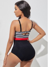 Stripe Print Spaghetti Strap One Piece Swimwear
