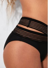 High Waisted Cross Strap Black Swimwear Panty