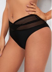 High Waisted Cross Strap Black Swimwear Panty