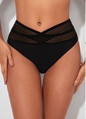High Waisted Cross Strap Black Swimwear Panty