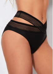High Waisted Cross Strap Black Swimwear Panty