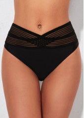 High Waisted Cross Strap Black Swimwear Panty