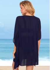 Tie Front Grommet Navy Blue Cover Up