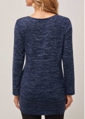 Dusty Blue Lace Patchwork Tie Front T Shirt