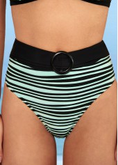 High Waisted Striped Color Block Bikini Set