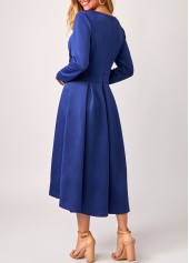 Cross Front Long Sleeve Royal Blue Dress