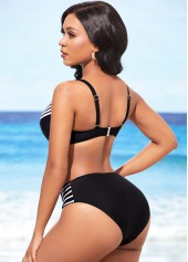 Mid Waist Spaghetti Strap Striped Bikini Set