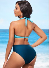 Cutout Tie Back Peacock Blue One Piece Swimwear