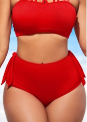 Cross Strap High Waisted Red Bikini Set