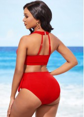 Cross Strap High Waisted Red Bikini Set