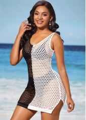 Pierced Color Block Sleeveless Cover Up