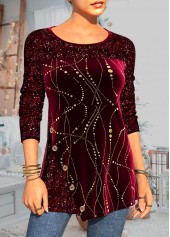 Plus Size Wine Red Christmas Design T Shirt