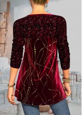 Plus Size Wine Red Christmas Design T Shirt