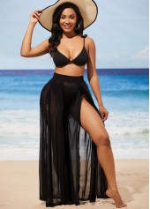 Side Slit High Waisted Black Beach Pants