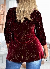 Plus Size Wine Red Christmas Design T Shirt