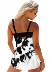 Black Tie Dye Print Wide Strap Swimdress Top-No Bottom
