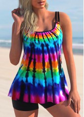 Rainbow Color Plus Size Tankini Set
