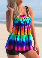 Rainbow Color Plus Size Tankini Set