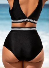 Black High Waisted Mesh Stitching Bikini Set