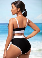 Black High Waisted Contrast Bikini Set