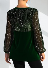 Christmas Design Sequin Velvet Stitching T Shirt