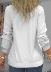 Sequin Long Sleeve Lace Patchwork White Sweatshirt