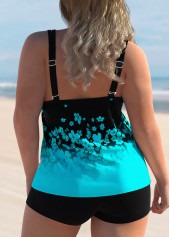 Plus Size Floral Print Ombre Tankini Set