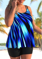 Double Straps Ombre Blue Tankini Top-No Bottom